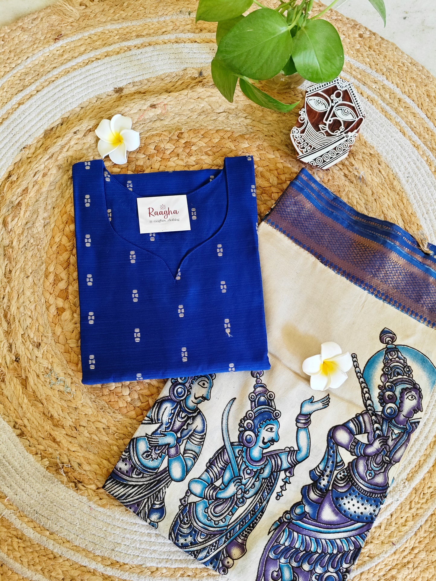Premium Rawsilk Kurti with Kalamkari Dupatta
